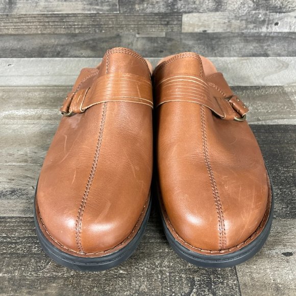 Clarks Patty Lorene Leather Slip On Clogs - Picture 4 of 9